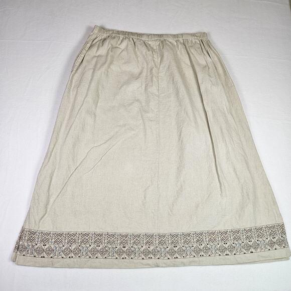 VTG Napa Valley Linen Blend Maxi Skirt Beaded Embroidered Womens 24W Lagenlook - Picture 6 of 16